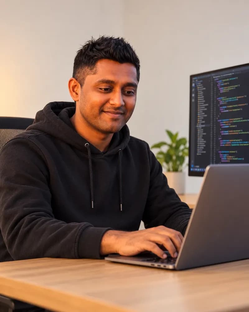 jesse writing code at his desk